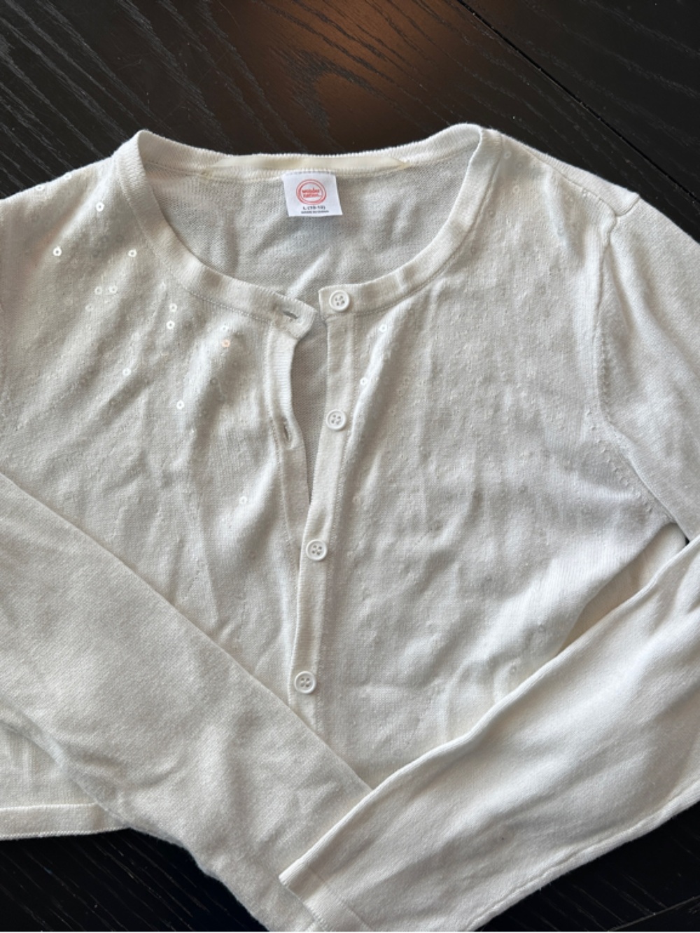 wonder nation Cream Sequined Button-Front Cardigan